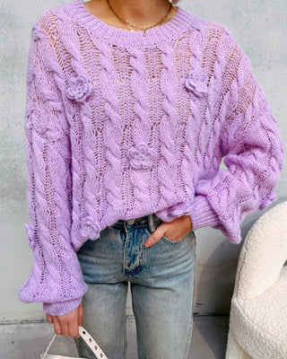 KATIE CABLE FLOWER KNIT - LILA - By Lenz