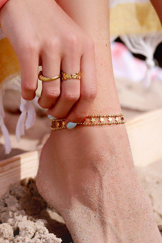 DOUBLE STAR ANKLET GOLD - By Lenz