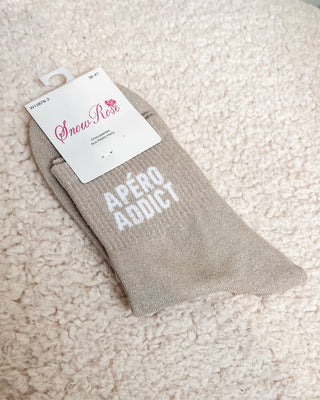 APÉRO ADDICT GLITTER SOCKS - BEIGE - By Lenz