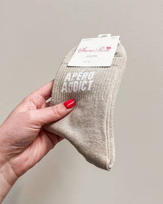 APÉRO ADDICT GLITTER SOCKS - BEIGE - By Lenz