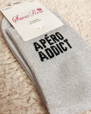 APÉRO ADDICT GLITTER SOCKS - SILVER - By Lenz