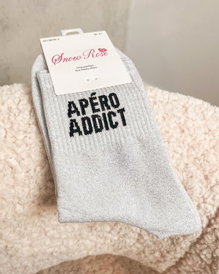 APÉRO ADDICT GLITTER SOCKS - SILVER - By Lenz