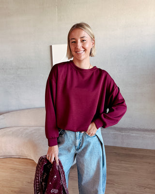 PUFFY SWEATER - BURGUNDY