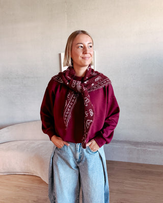 KIKI PAISLEY SCARF - BURGUNDY