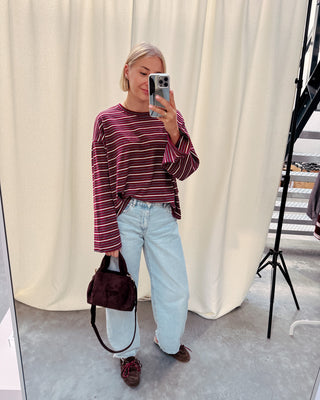 KAAT STRIPED LONGSLEEVE - BURGUNDY/GREY