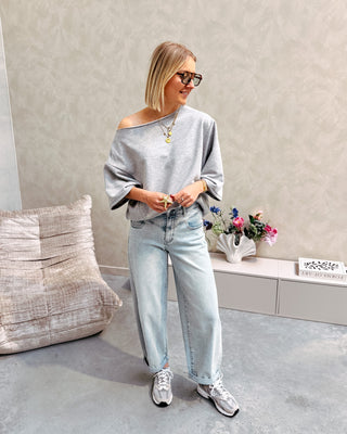 NOÉMIE OFF SHOULDER TEE - GREY - By Lenz