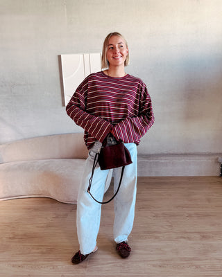KAAT STRIPED LONGSLEEVE - BURGUNDY/GREY