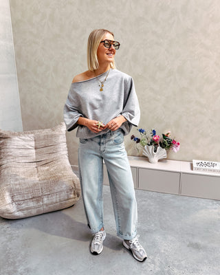 NOÉMIE OFF SHOULDER TEE - GREY - By Lenz