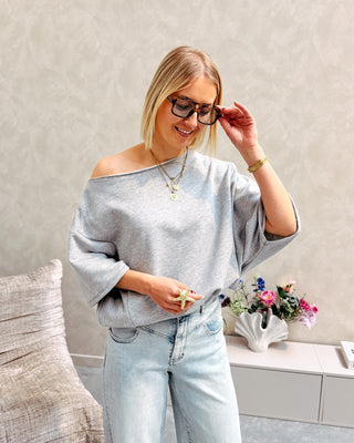 NOÉMIE OFF SHOULDER TEE - GREY - By Lenz