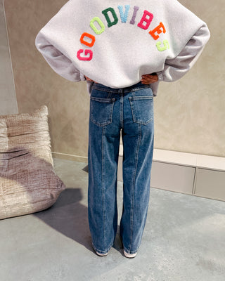 GOOD VIBES SWEATER - GREY/MULTICOLOR - By Lenz