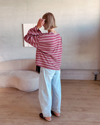 KAAT STRIPED LONGSLEEVE - PINK/BURGUNDY