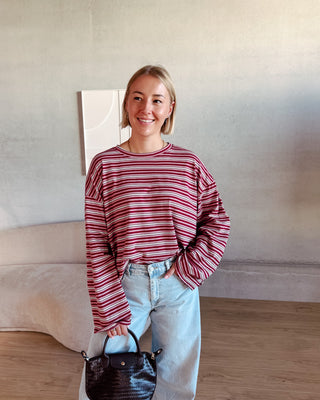 KAAT STRIPED LONGSLEEVE - PINK/BURGUNDY