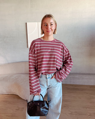 KAAT STRIPED LONGSLEEVE - PINK/BURGUNDY
