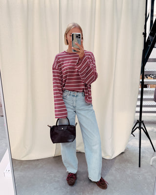 KAAT STRIPED LONGSLEEVE - PINK/BURGUNDY