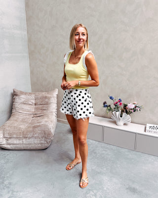 LOVELY RUFFLE TOP - YELLOW/CREAM