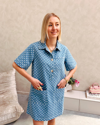 INDIGO DENIM DOT DRESS - By Lenz