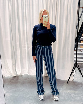LYKKE DENIM PANT - BLUE STRIPE - By Lenz