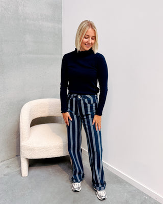 LYKKE DENIM PANT - BLUE STRIPE - By Lenz