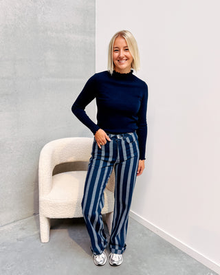 LYKKE DENIM PANT - BLUE STRIPE - By Lenz