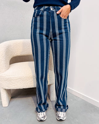 LYKKE DENIM PANT - BLUE STRIPE - By Lenz