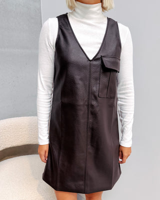 ROXANNE BROWN LEATHER DRESS - By Lenz