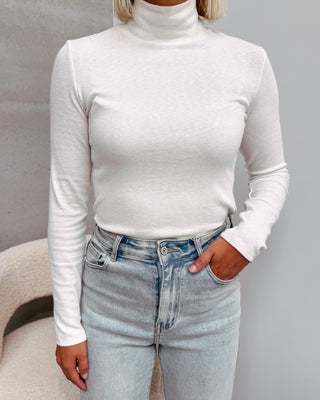 SADIE HIGH NECK LONGSLEEVE - WHITE - By Lenz