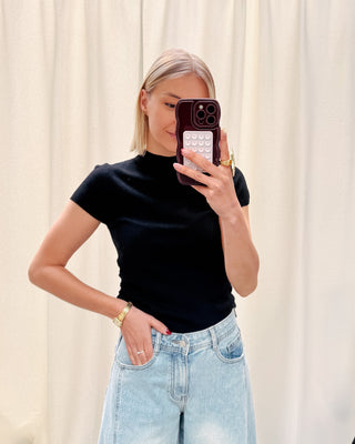 SOFIA SOFT RUCHED TOP - BLACK - By Lenz