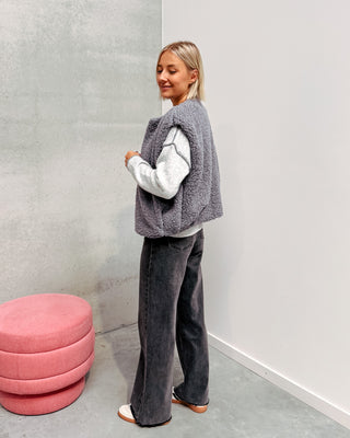 POPPY TEDDY GILET - GREY