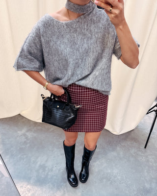 TRUDY KNITTED TEE - DARK GREY
