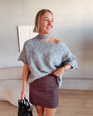 TRUDY KNITTED TEE - DARK GREY