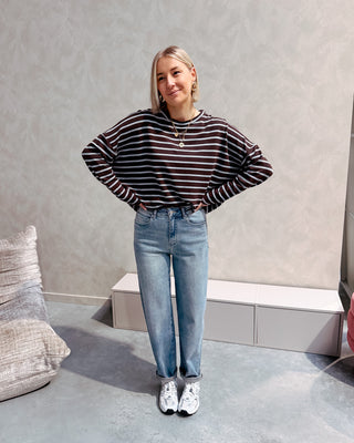 VERA STRIPED LONGSLEEVE - BROWN/LIGHT BLUE - By Lenz