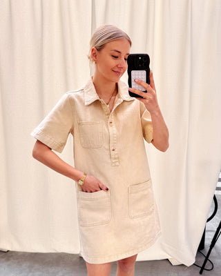 DEE DENIM DRESS - BEIGE - By Lenz