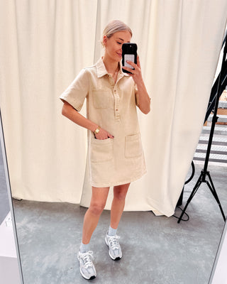DEE DENIM DRESS - BEIGE - By Lenz