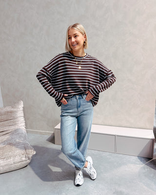 VERA STRIPED LONGSLEEVE - BROWN/LIGHT BLUE - By Lenz