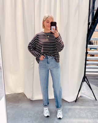 VERA STRIPED LONGSLEEVE - BROWN/LIGHT BLUE - By Lenz