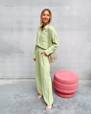 NOÉ LINEN TROUSERS - GREEN - By Lenz