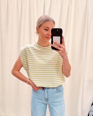 LIVIA STRIPED TOP - GREEN/ROSE - By Lenz