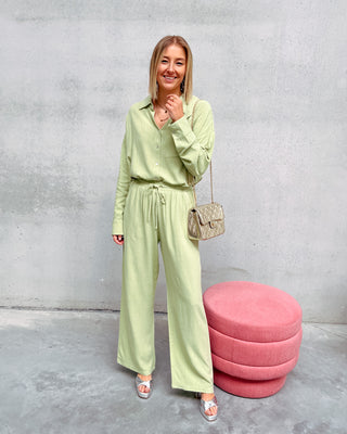 NOÉ LINEN TROUSERS - GREEN - By Lenz