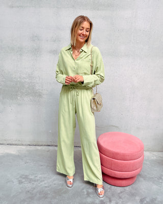 NOÉ LINEN TROUSERS - GREEN - By Lenz