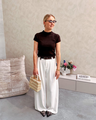 SOFIA SOFT RUCHED TOP - BROWN - By Lenz