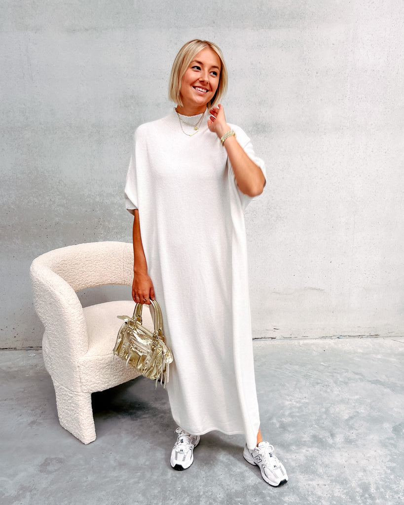 SHELLY KNITTED MAXI DRESS - WHITE - By Lenz