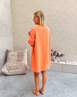 CHARLENE DENIM DRESS - ORANGE