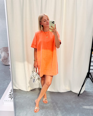 CHARLENE DENIM DRESS - ORANGE