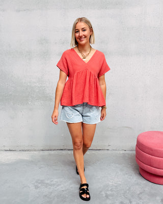 MYLEE TETRA BLOUSE - CORAL