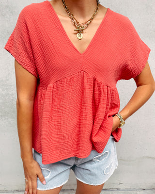 MYLEE TETRA BLOUSE - CORAL