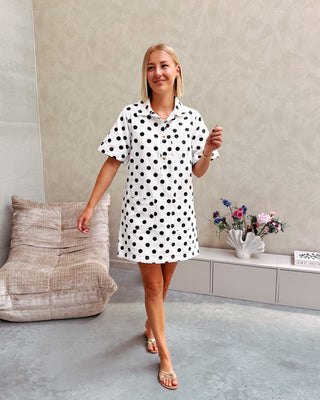 BONJOUR POLKA DENIM DRESS