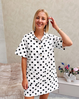 BONJOUR POLKA DENIM DRESS