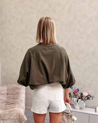JADENE DENIM SKORT - CREAM/BLACK STRIPES