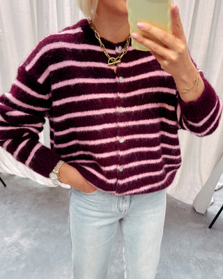 MIREILLE CARDIGAN - ROSE/BURGUNDY - By Lenz