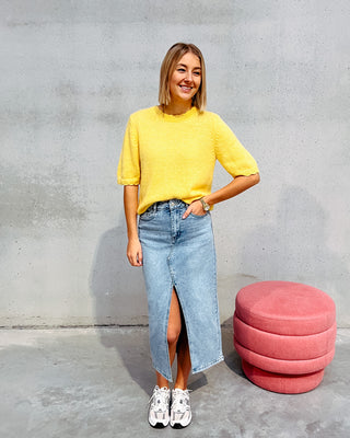 POLLY PRETTY SHORT SLEEVE KNIT - YELLOW - By Lenz